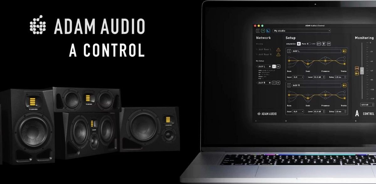 Le logiciel A Control d'Adam Audio permet d'acc&eacute;der &agrave; tous les param&egrave;tres du monitor