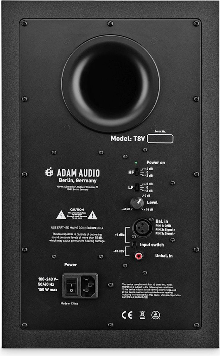 Face arri&egrave;re de l'enceinte pro Adam Audio T8V