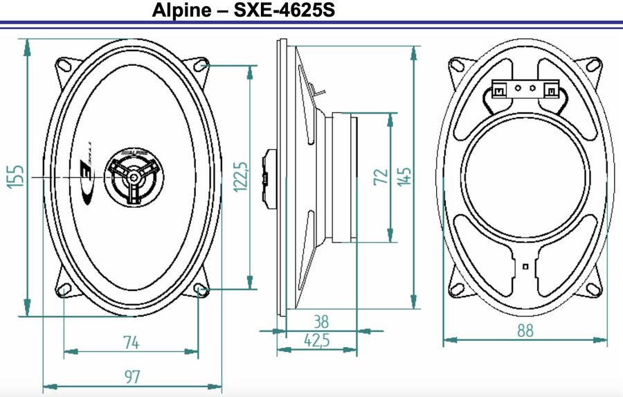 Schéma dimensions Alpine SXE-4625S
