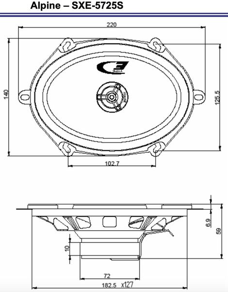 Sch&eacute;ma dimensions Alpine SXE-5725S