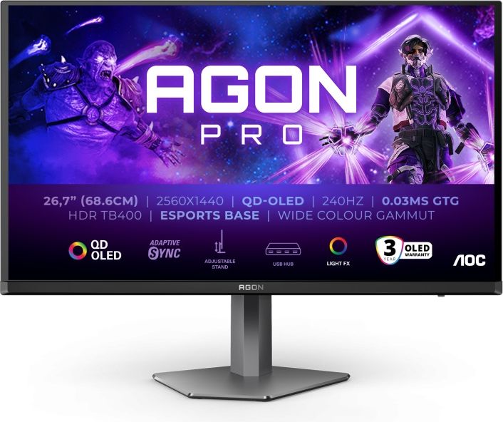 Grâce à sa dalle très réactive et à son taux de rafraîchissement de 240 Hz, l'écran gamer AOC Agon Pro AG276QZD2 offre des performances idéales pour les jeux compétitifs.