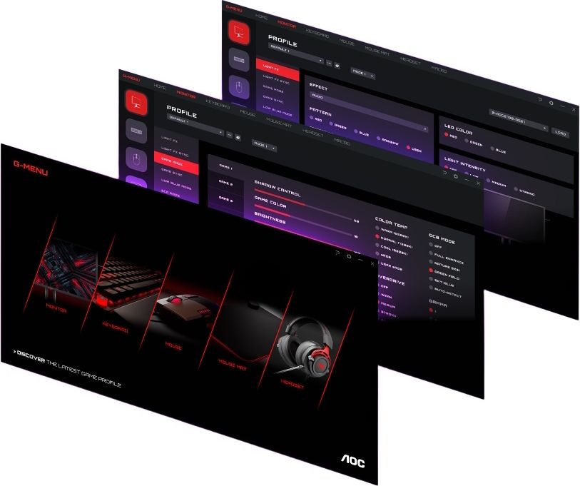 Depuis Windows, le logiciel G-Menu permet de gérer l’ensemble des réglages du moniteur gaming AOC Agon Pro AG276UZD en toute simplicité.