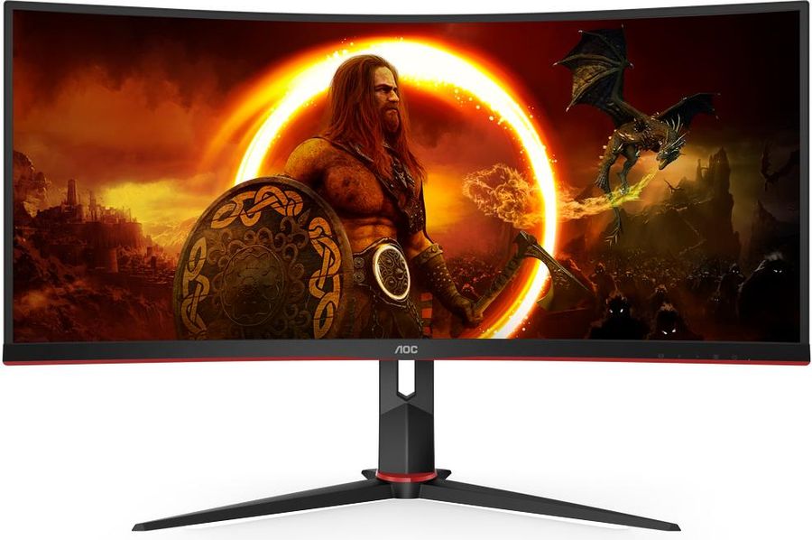 Le moniteur gamer AOC Gaming CU34G2X/BK offre une définition Ultra WQHD.