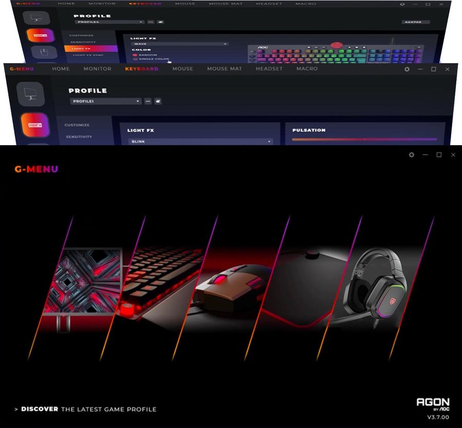 Logiciel G-Menu pour configurer l’écran gamer AOC Agon Pro PD34 sous Windows.