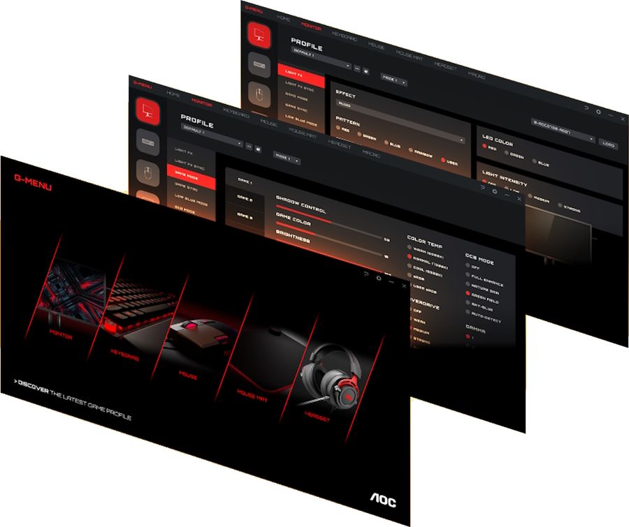 Le logiciel AOC G-Menu de l'écran AOC Gaming Q27G2S/EU.