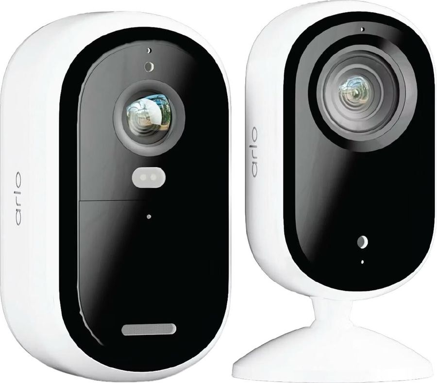 Pack Arlo Essential2 (BUN3050-3060EUS) avec deux caméras IP 2K pour la surveillance intérieure et extérieure.