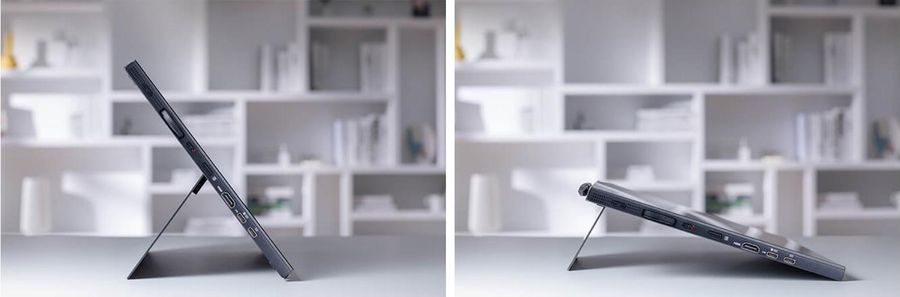 Les deux béquilles de l'écran tactile Asus ProArt Display PA169CDV offre une grande ergonomie.