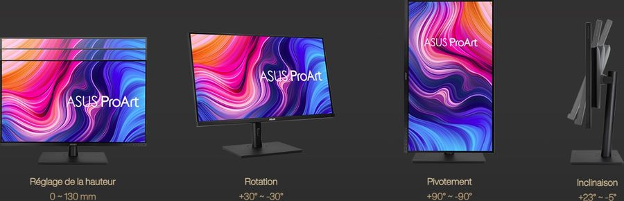 L'écran Asus ProArt Display PA328CGV peut pivoter pour une utilisation à la verticale.