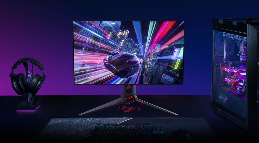 Idéal pour les jeux vidéo, l'écran 2K Asus ROG Swift OLED PG27AQDM peut atteindre 240 fps. L'écran 2K Asus ROG Swift OLED PG27AQDM peut atteindre 240 Hz, idéal pour les jeux vidéo.