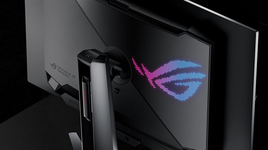 Pied r&eacute;glable du moniteur Asus ROG Swift OLED PG32UCDM3 avec r&eacute;glages ergonomiques et fixation VESA