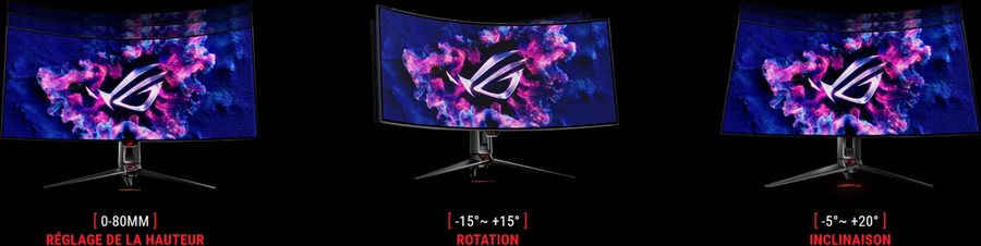 Ergonomique, l'écran gamer Asus ROG Swift OLED PG39WCDM offre de nombreux points de réglages.
