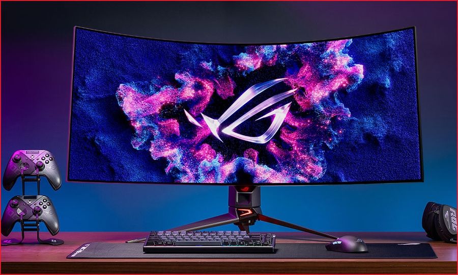 L'écran UWQHD Asus ROG Swift OLED PG39WCDM peut atteindre 240 Hz, idéal pour les jeux vidéo.
