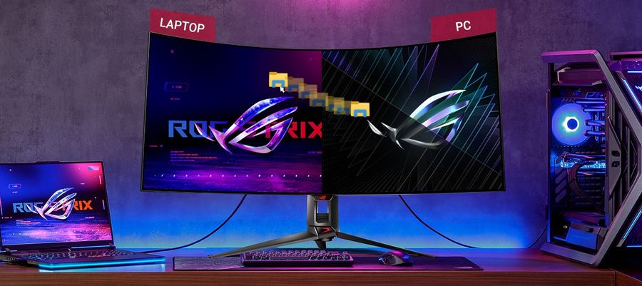 Le moniteur gamer Asus ROG Swift OLED PG39WCDM intègre le Smart KVM qui permet la communication entre plusieurs ordinateurs.