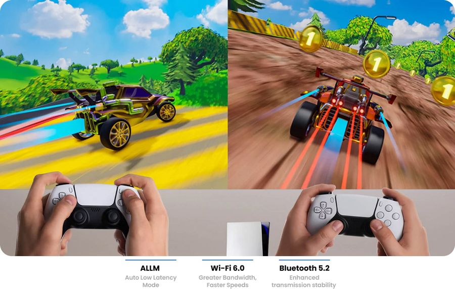 Les technologies ALLM, Wi-Fi 6.0, et Bluetooth 5.2 intégrées au projecteur BenQ GP520 optimisent l'expérience gaming.