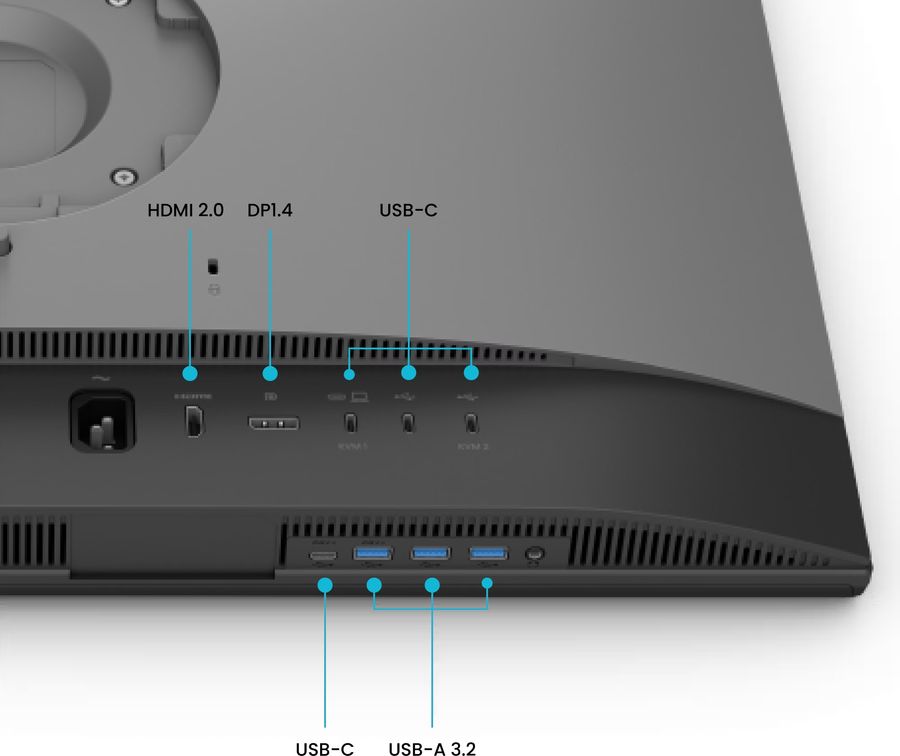 Le moniteur professionnel BenQ DesignVue PD2706QN dispose d’une connectique complète offrant une compatibilité avec de multiples sources via HDMI, DisplayPort et USB-C.