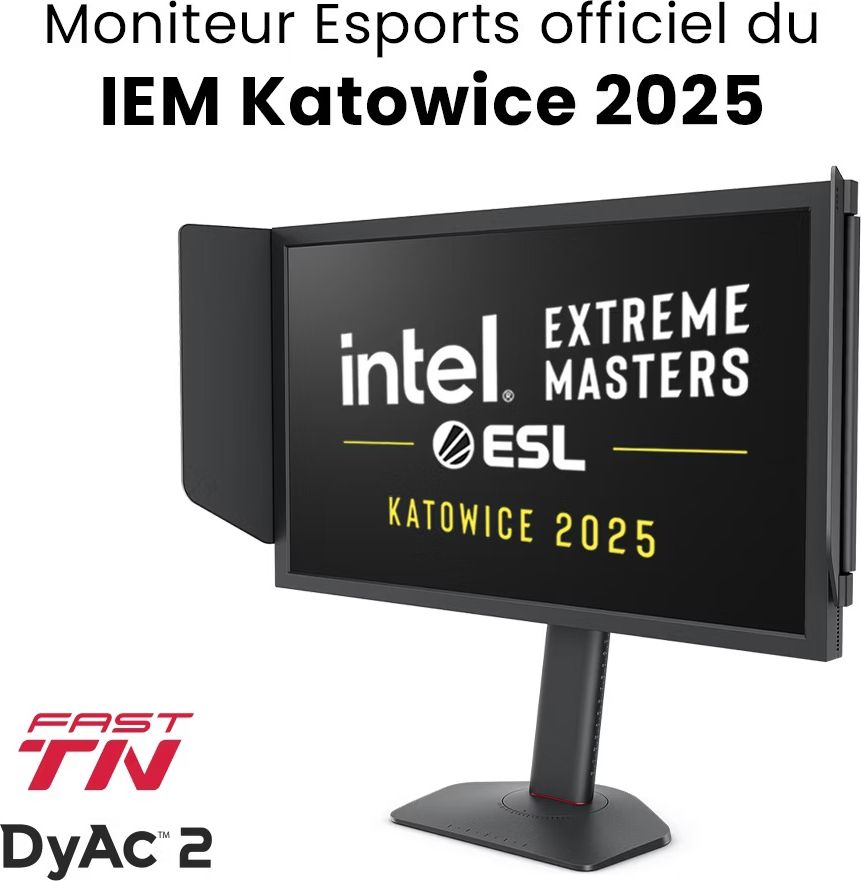 Tous les participants de l’IEM Katowice 2025 jouent sur le moniteur BenQ Zowie XL2586X+. Le moniteur BenQ Zowie XL2586X+ est adopté par l’ensemble des joueurs lors de l’IEM Katowice 2025.
