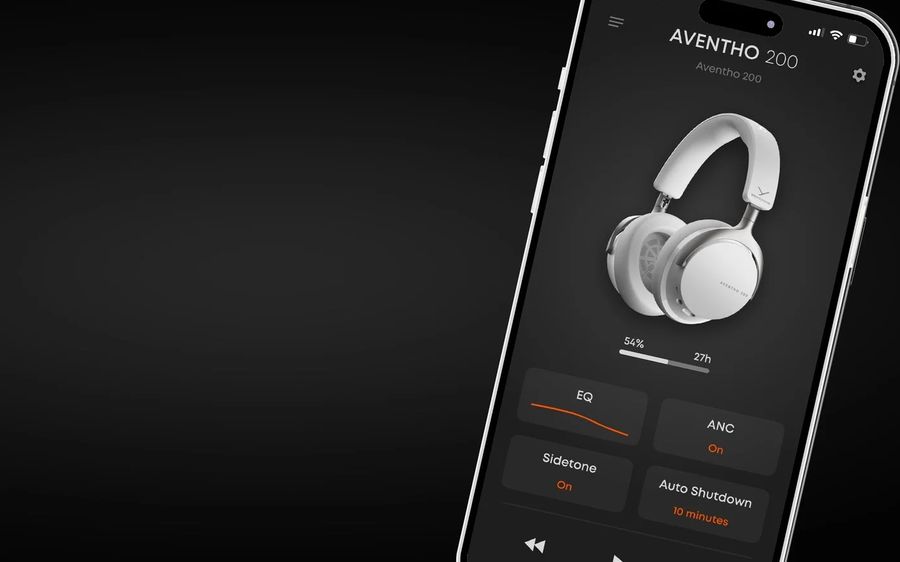 Casque Beyerdynamic Aventho 200 avec appli mobile pour égaliseur, ANC et réglages personnalisés.