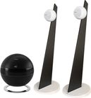 Pearl Sub noir mat + iO3 Blanc mat sur pied noir et socle blanc (la paire)