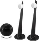 Pearl Sub noir mat + iO3 Blanc mat sur pied noir et socle noir (la paire)