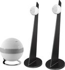 Pearl Sub blanc mat + iO3 Blanc mat sur pied noir et socle noir (la paire)