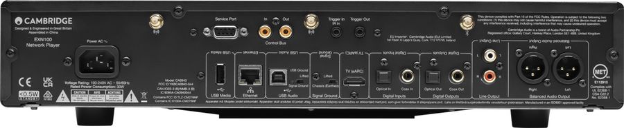 En plus de sa connectique très complète, le lecteur réseau Cambridge Audio EXN10 est équipé d'un port HDMI eARC.