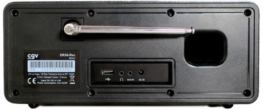 CGC DR30-REC vue de détail connectique Connectique radio internet CGC DR30-REC