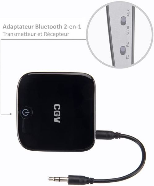 2 en 1 Emetteur Transmetteur et récepteur Bluetooth, Adaptateur