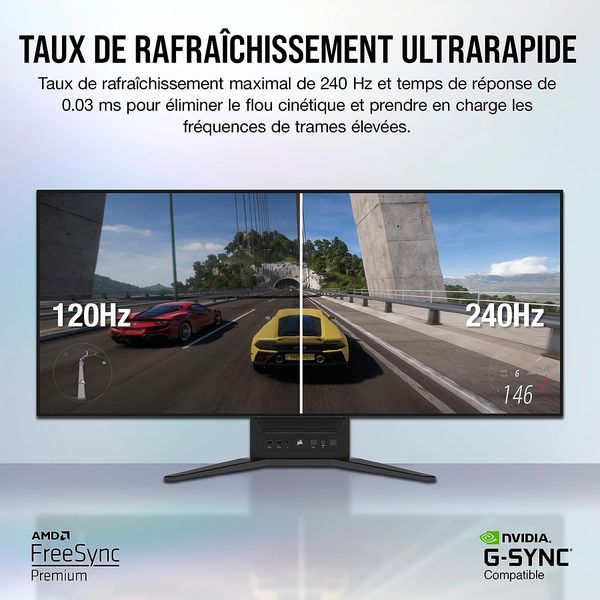 Corsair XENEON FLEX 45WQHD240 : 240 Hz, 0,03 ms, G-Sync/FreeSync