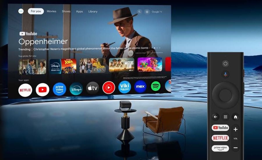  Avec Google TV intégré, le vidéoprojecteur 4K Dangbei MP1 Max permet d’accéder directement aux applications et plateformes de streaming disponibles sur le Play Store.
