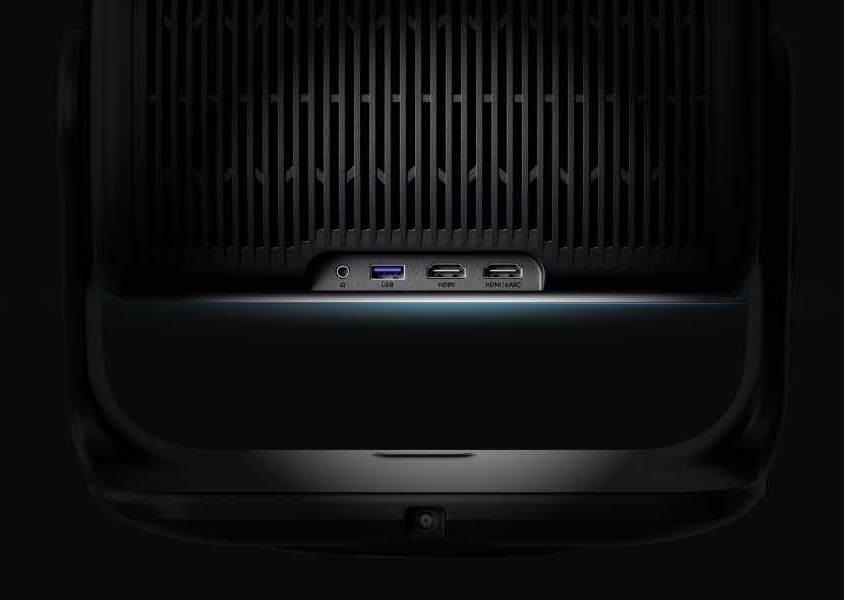  Le vidéoprojecteur Dangbei MP1 Max dispose de deux ports HDMI 2.1, compatibles avec diverses sources comme les consoles de jeux. Il prend également en charge l’eARC, permettant le raccordement d’une barre de son ou d’un amplificateur home-cinéma.