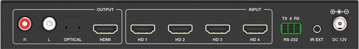 Connectique du switch DVDO 4K 4x1 Seamless HDMI Switcher Multiview