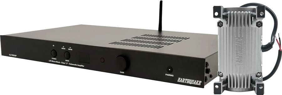 L'amplificateur Earthquake XJ-700-DSP est capable d'alimenter deux vibreurs home-cinéma EarthQuake Quake Q10B pour des vibrations puissantes.