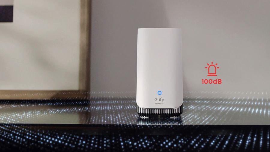 Alarme 100 dB du hub eufy HomeBase 3 avec détection intelligente pour une protection personnalisée.