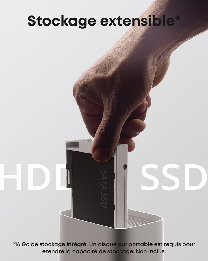 Stockage local extensible du hub eufy HomeBase 3 jusqu’à 16 To via port SATA, sans dépendance au cloud.