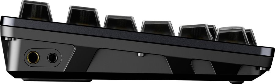 Le clavier m&eacute;canique FiiO KB3 Hi-Fi dispose de deux ports jack pour connecter un casque gamer ou un casque audiophile.