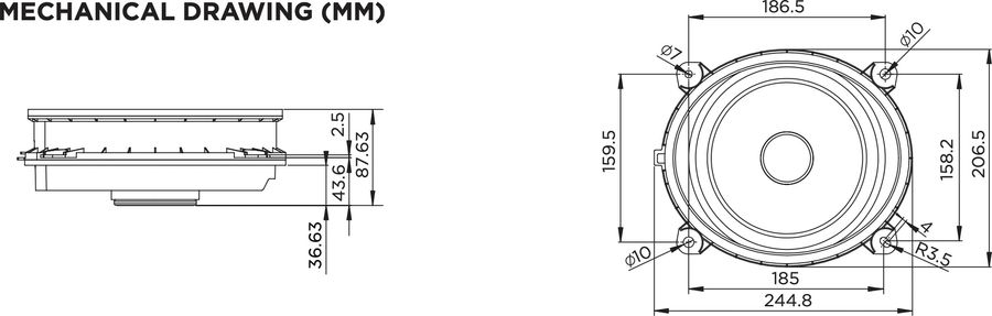Schema dimensions woofer