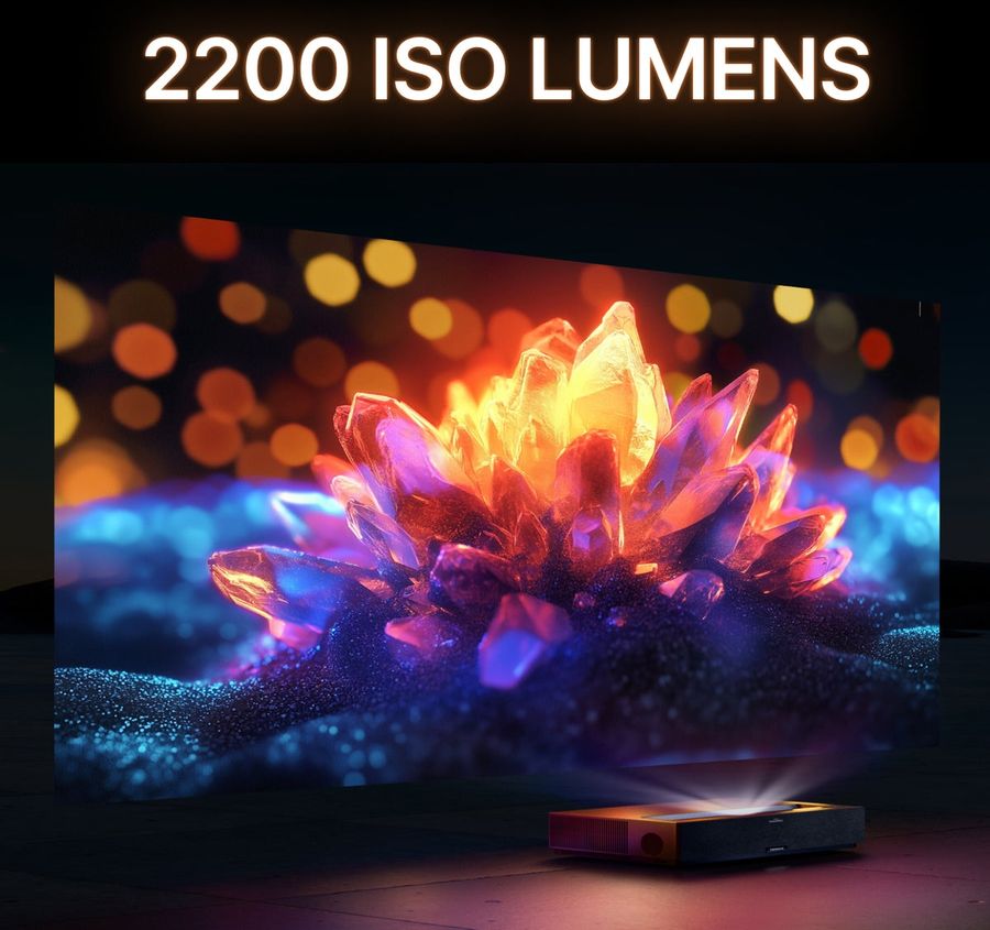 Projection lumineuse de 2200 lumens ISO avec le vidéoprojecteur Formovie Theater Premium.