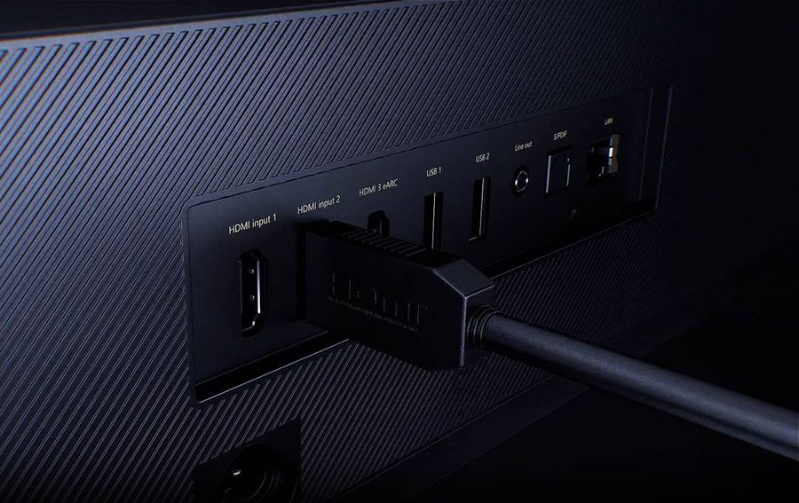 Connectiques arrière du vidéoprojecteur Formovie Theater Premium avec ports HDMI, USB, et audio.