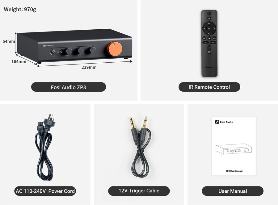 contenu bo&icirc;te Fosi Audio ZP3 