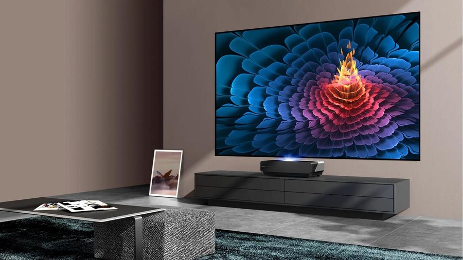 Hisense 100L5F Laser TV  : vid&eacute;oprojecteur + &eacute;cran anti-reflet