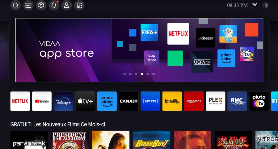  Hisense 65U8NQ : smart TV avec accès aux services de streaming et de VOD