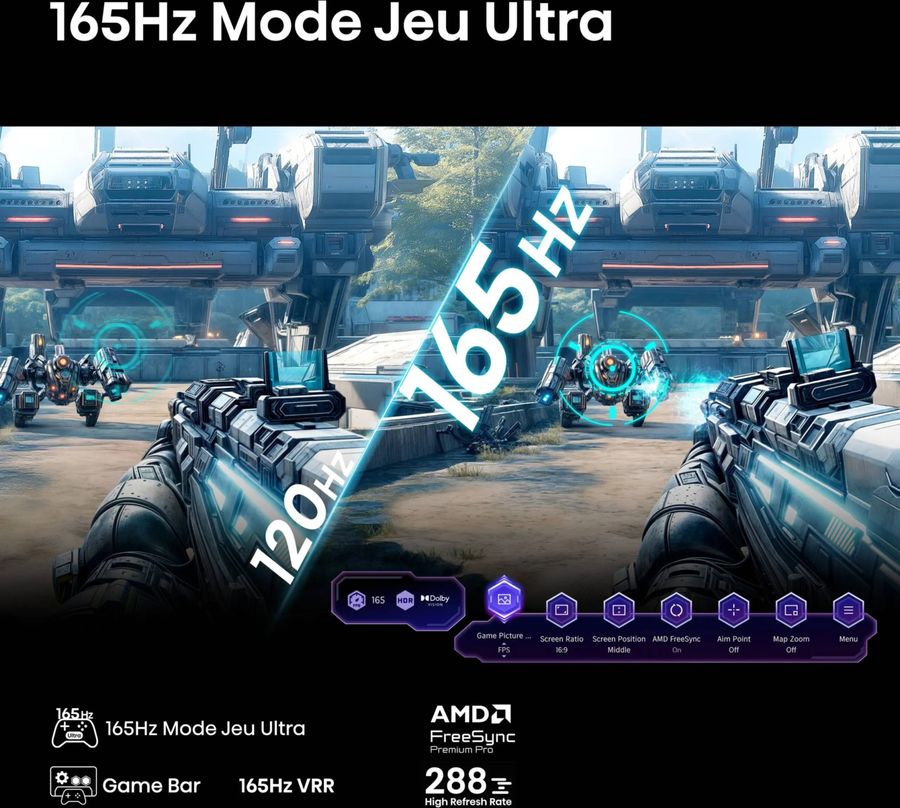  TV gaming Hisense 75U7Q PRO avec HDMI 2.1, FreeSync Premium Pro, 288 Hz et faible latence.