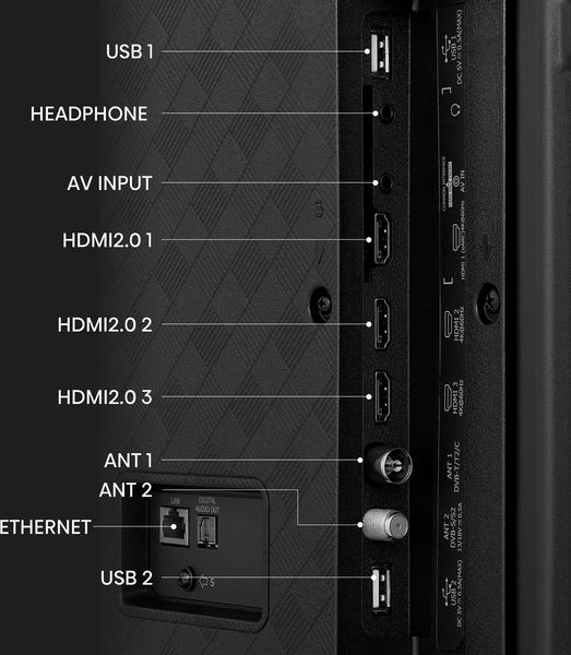 Hisense 85A6K : connectique