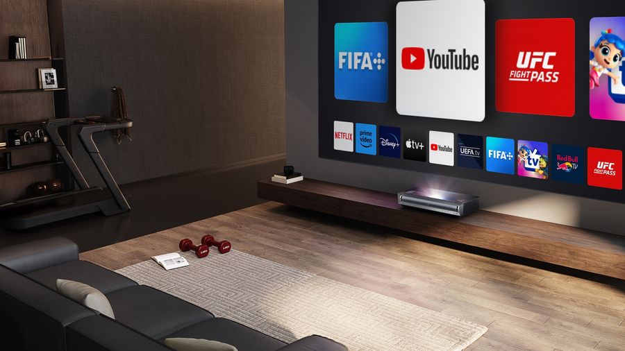 Directement intégrés dans le vidéoprojecteur courte focale Hisense PX3-PRO, les services de streaming sont accessibles depuis l'interface VIDAA. Le vidéoprojecteur courte focale Hisense PX3-PRO dispose de la plupart des services de streaming.