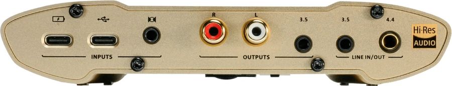 Connectique polyvalente du iFi iDSD Valkyrie pour un usage domestique, studio ou nomade.