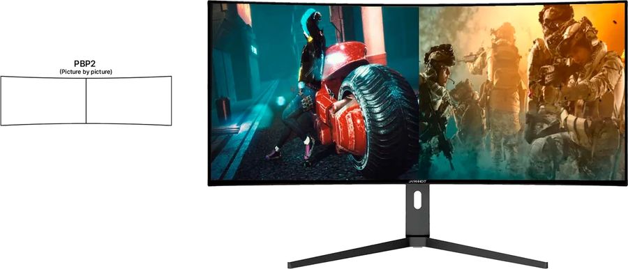 L'&eacute;cran d'ordinateur Japannext JN-i375C144UQR-H permet d'afficher plusieurs sources simultan&eacute;ment.