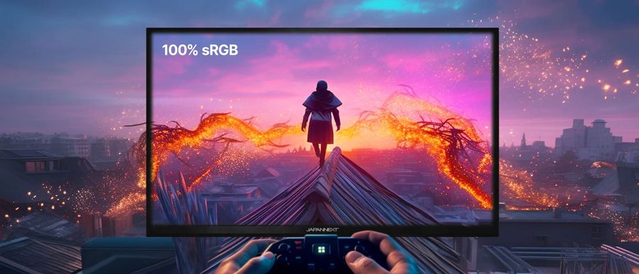 Le moniteur gamer Japannext JN-IPS27144WQHD prend en charge le sRGB &agrave; 100 %.