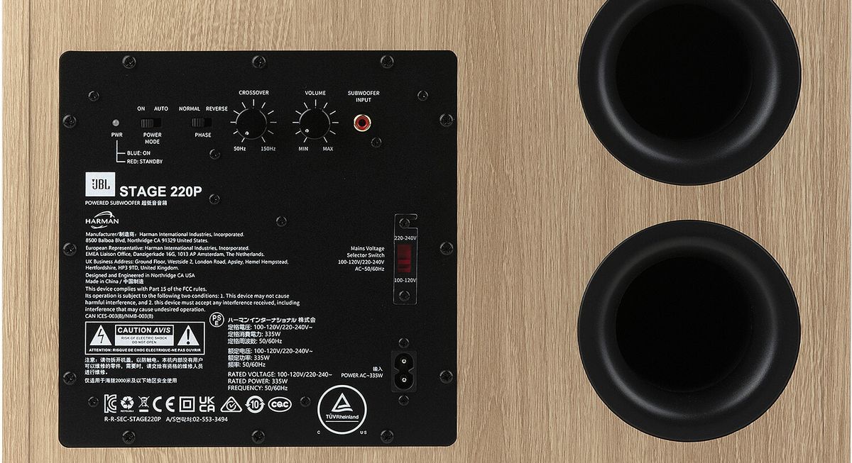 Connectique du caisson JBL 220P