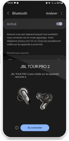 Google Fast Pair JBL Tour Pro 2  Écouteurs True Wireless JBL Tour Pro 2 : Google Fast Pair