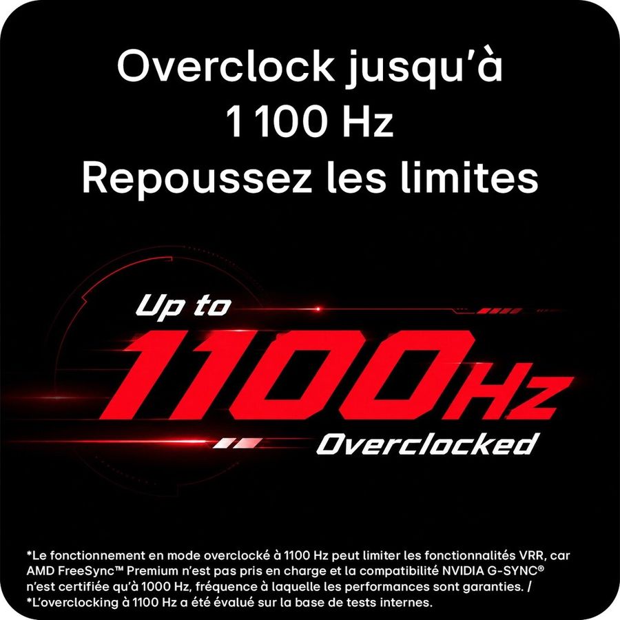 LG UltraGear 25G590B-B avec fr&eacute;quence native de 1 000 Hz et overclocking &agrave; 1 100 Hz